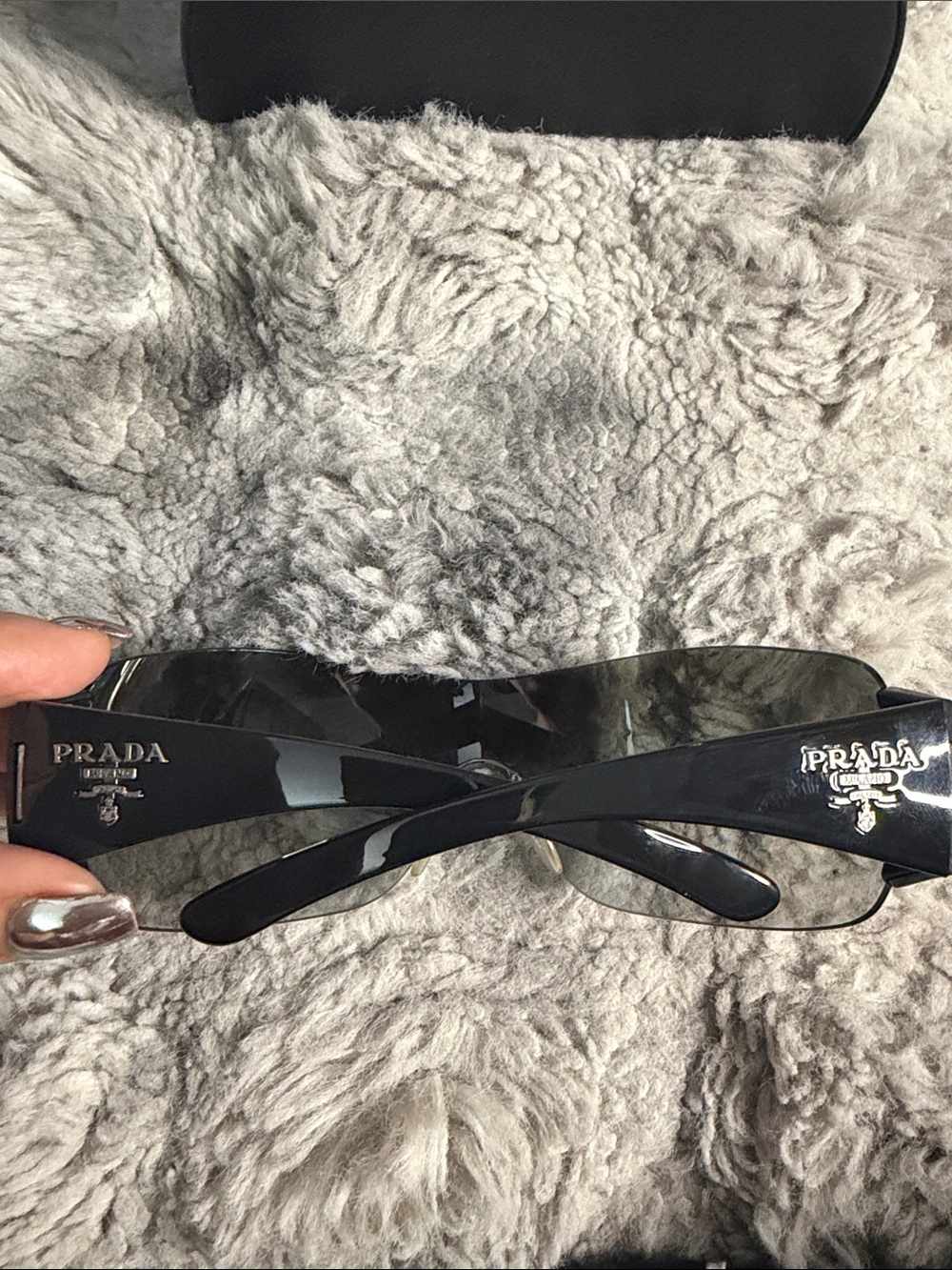 Prada unisex Black/Brown Gradient Shield Sunglasses - Picture 5 of 14